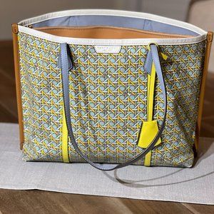 Tory Burch Northern Blue Basket Weave Perry Tote